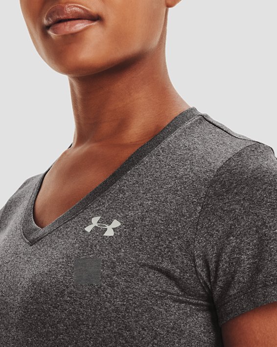 Camiseta con cuello de pico UA Tech™ para mujer, Gray, pdpMainDesktop image number 3